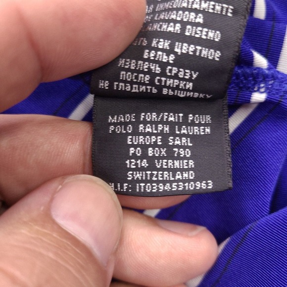 Ralph Lauren RLX Polo Shirt Mens Large Blue Striped Golf Casual Logo - Picture 8 of 14